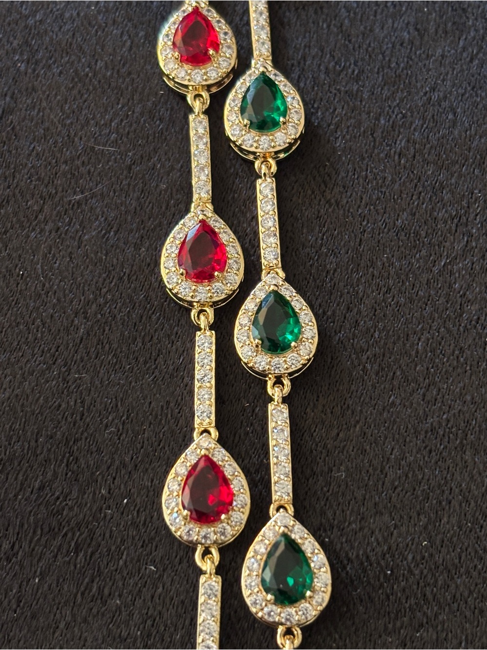 3mm Yellow Gold Pear-Cut CZ Halo Bracelets 8in. - Picture 5 of 10